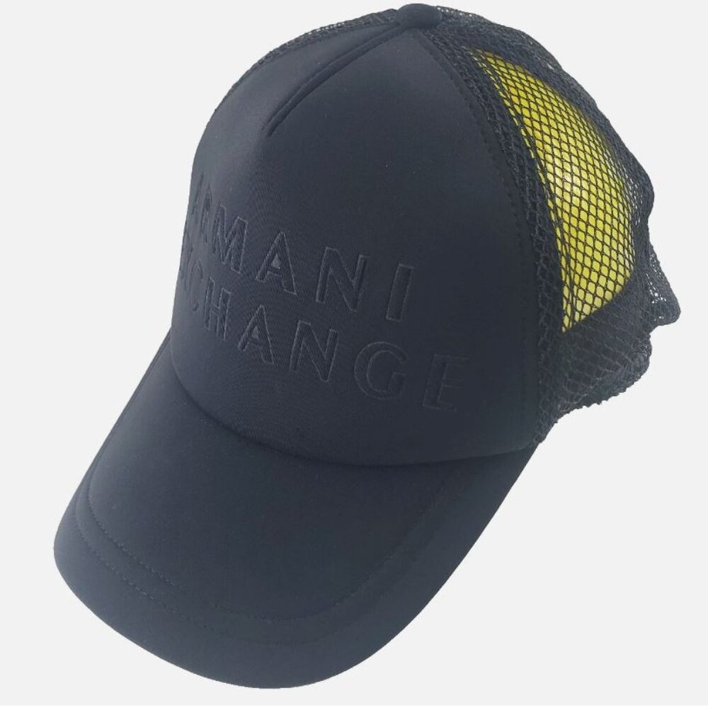 Armani Exchange Hat Cap Strap Back Black Mesh Trucker AX One Size Adjustable